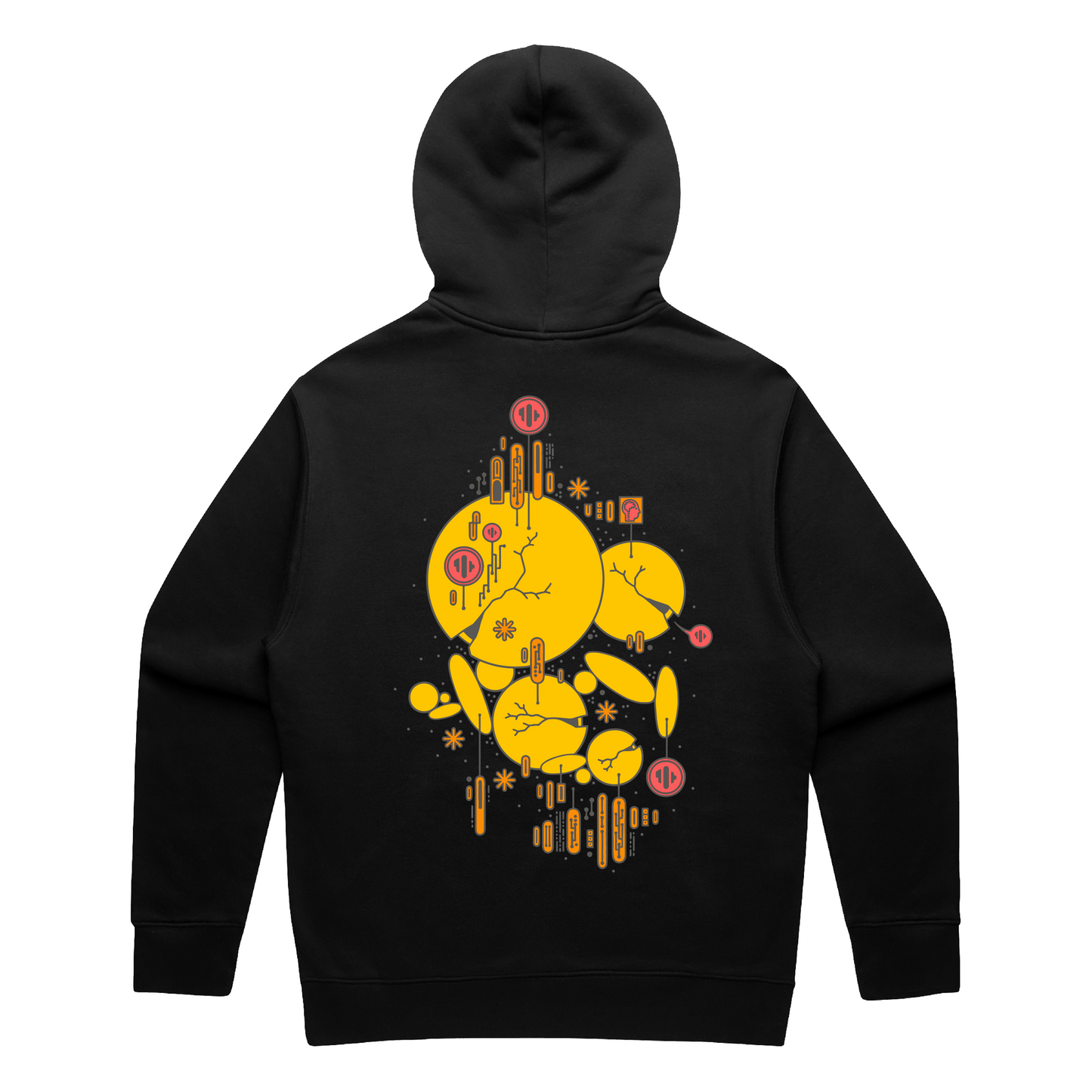 Jade Cicada Embroidered Logo Planets Hoodie in Black